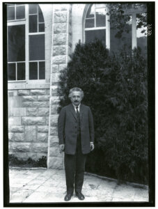 A photo of Albert Einstein during his one trip to Palestine, in February 1923.