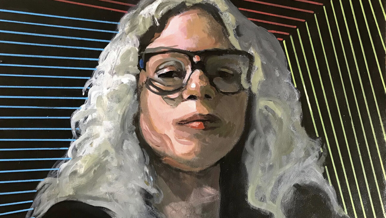 "Pearl," a 2021 painting of Yiddishist filmmaker and professor Pearl Gluck by Silvia Wagensberg, now on display at UCLA Hillel.