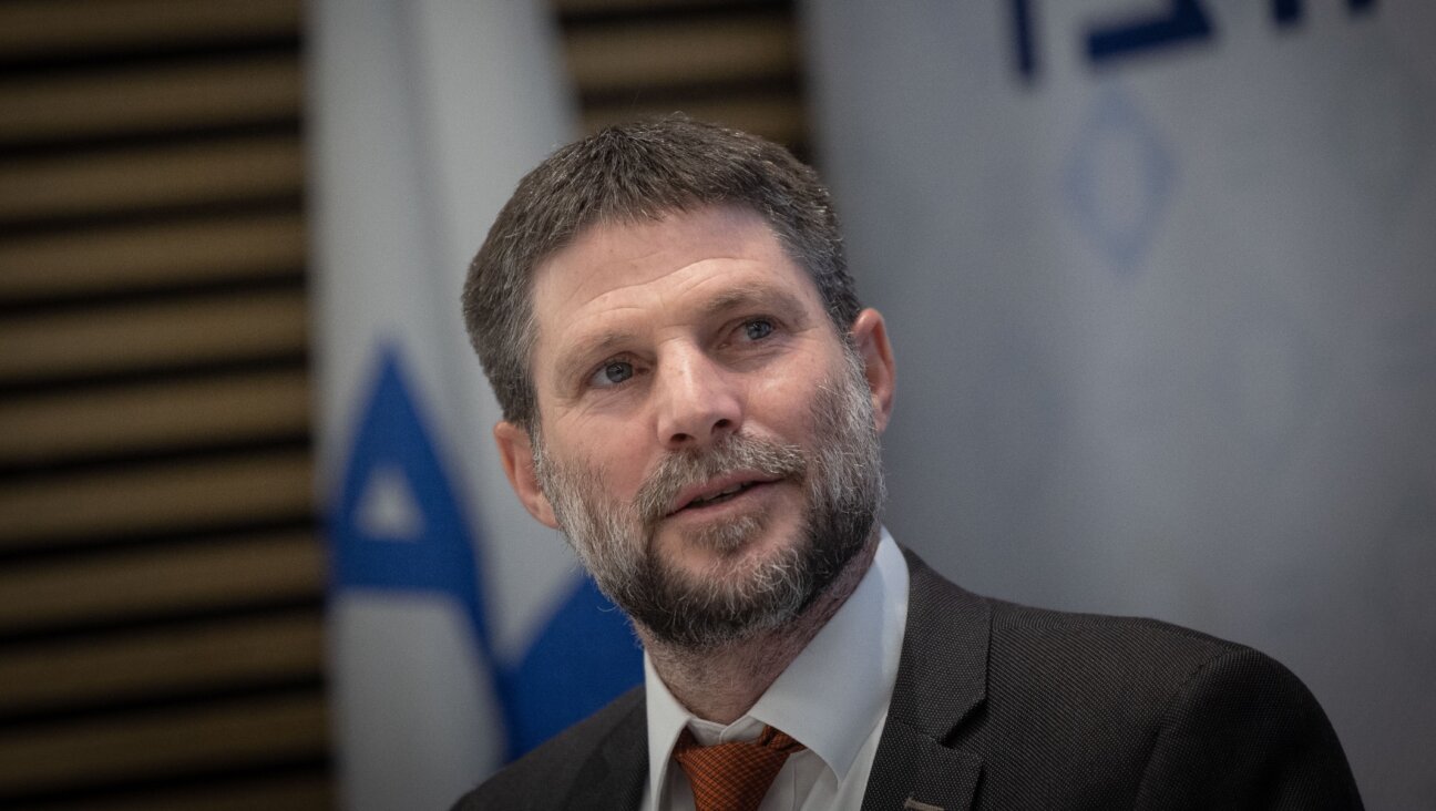 Israeli Finance Minister Bezalel Smotrich holds a press conference about the state budget in Jerusalem, Feb. 28, 2023. (Yonatan Sindel/Flash90)