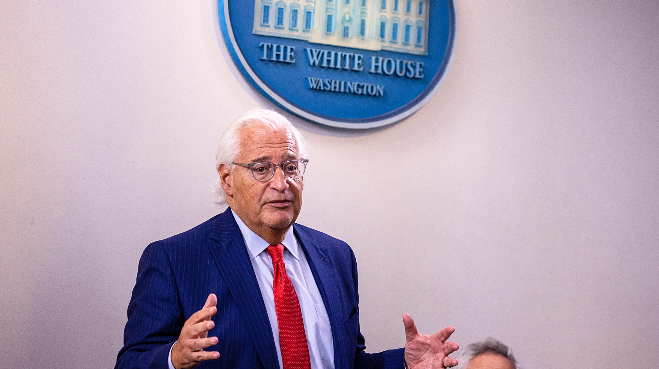 David Friedman, US Ambassador to Israel speaks during a briefing at the White House August 13, 2020. (Tasos Katopodis/Getty Images)