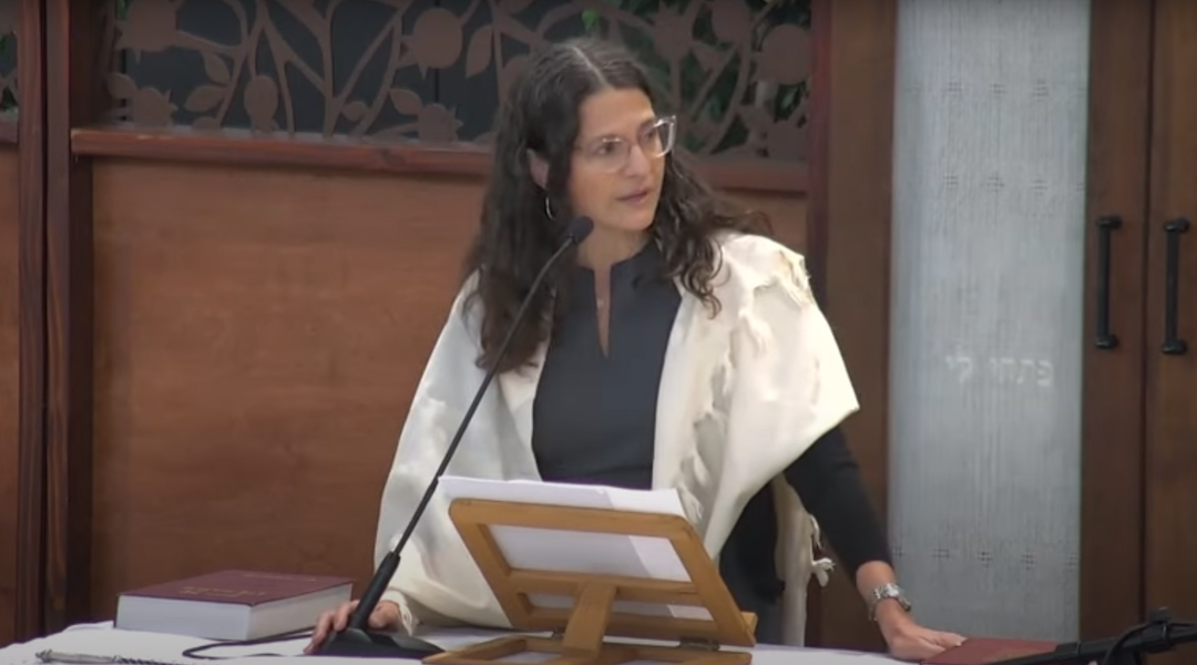 Rabbi Sharon Brous of IKAR in Los Angeles delivers a sermon entitled “The Tears of Zion,” in which she calls for “an awakening” on how American Jews are thinking about Israel’s current crises, Feb. 4, 2023. (Screenshot via YouTube)