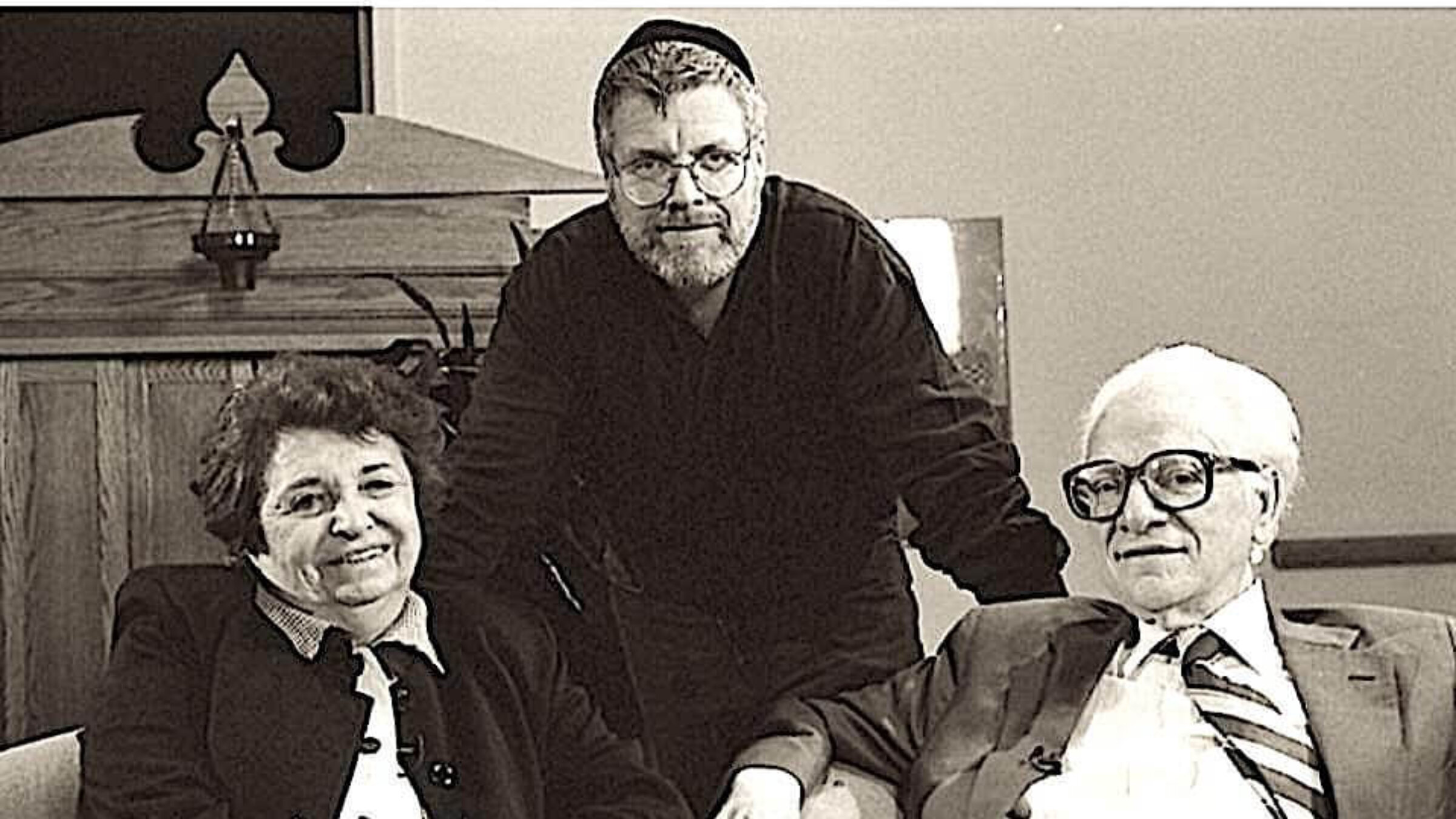 Songbook authors Chana Mlotek (left) and her husband Yosl (right) and son, Zalmen