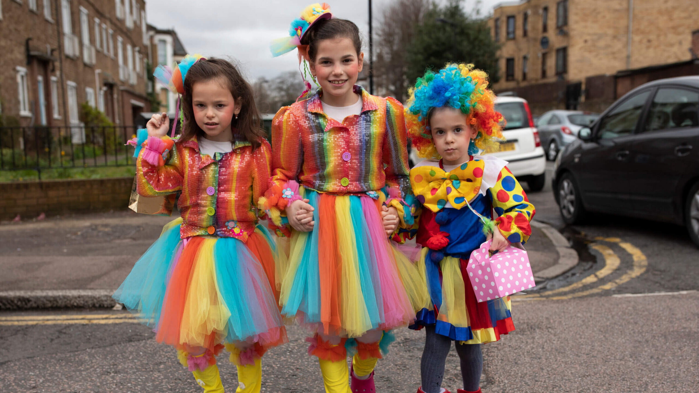 This family's Purim theme is clearly clowns.