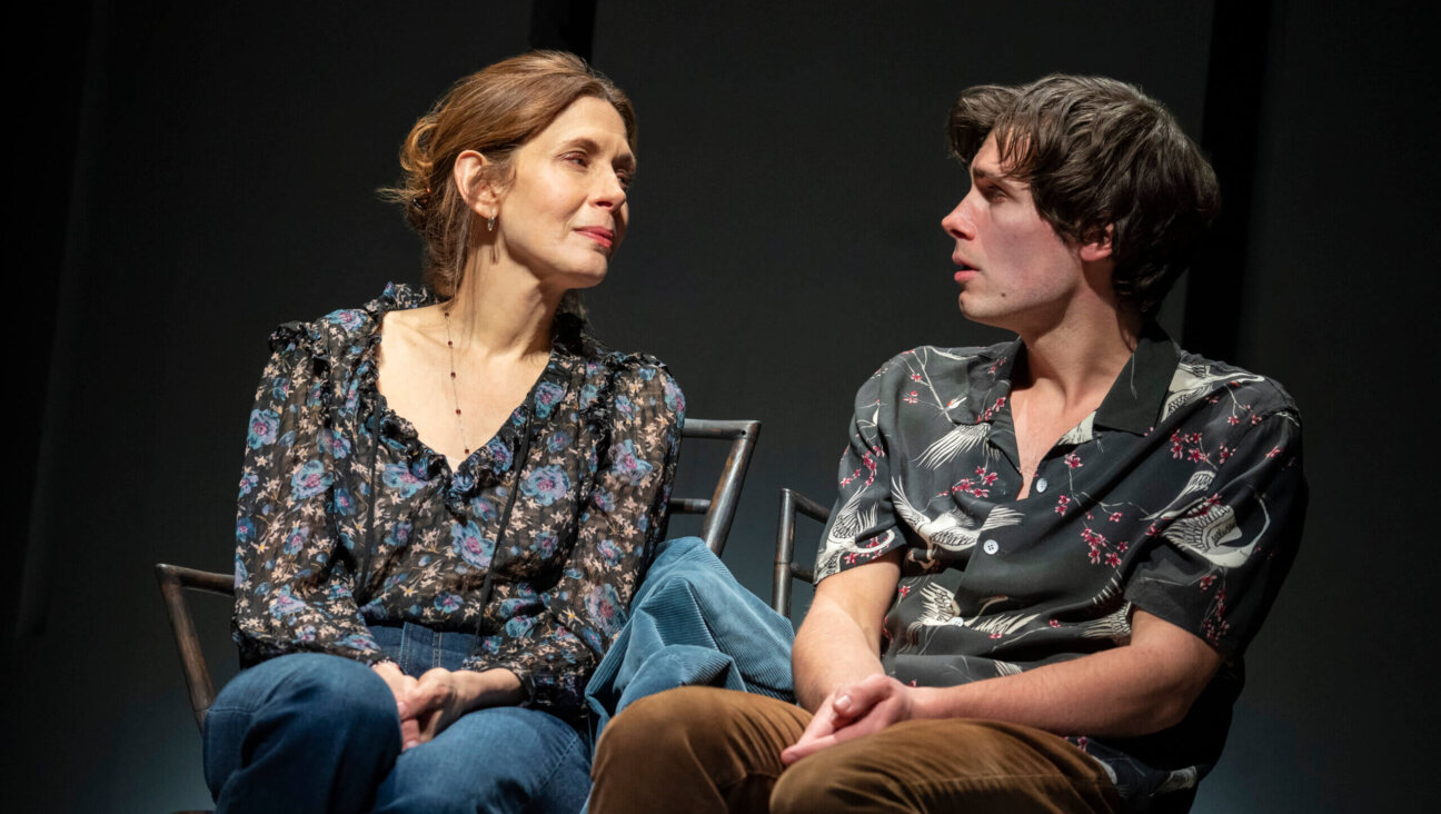 Jessica Hecht as the playwright Sarah Ruhl, with Zane Pais as Max