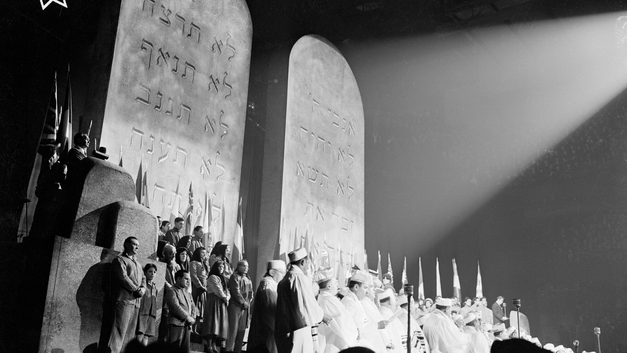 In the final scene of "We Will Never Die" at Madison Square Garden in March of 1943, cantors sing kaddish for the 2 million Jews who had already died in the Holocaust. 
