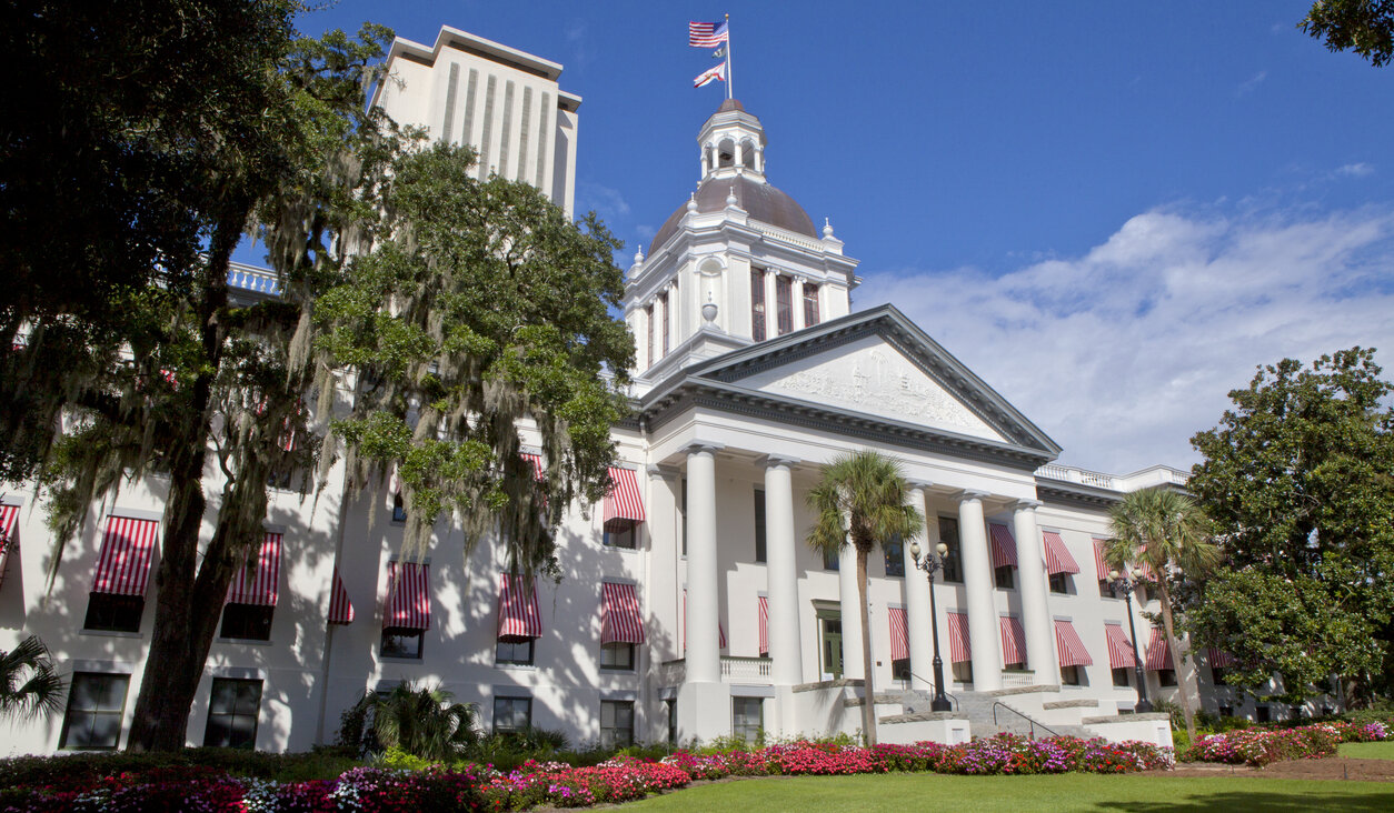 The old Florida State Capitol building in Tallahassee, with the New Capitol in the background. A controversial Florida bill could affect Judaic studies.