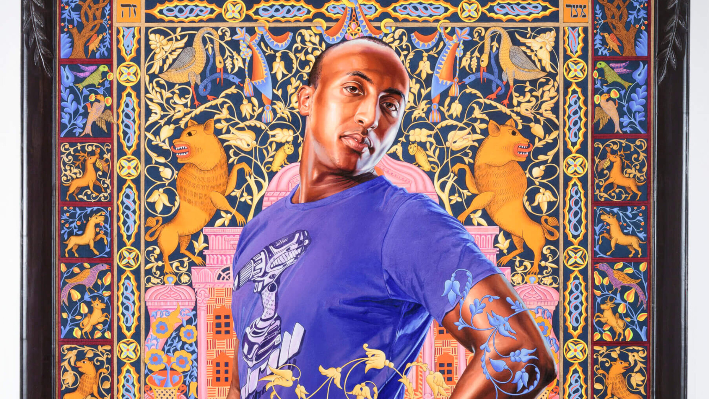 Kehinde Wiley's portrait depicts  Alios Itzhak, a young Jewish Israeli man of Ethiopian descent.