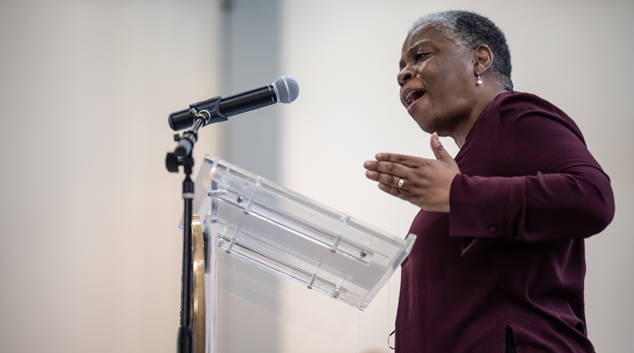 State Rep. Pamela Stevenson (D-KY) speaks at the Center for African American Heritage before a bill signing event in Louisville, Kentucky, April 9, 2021. (Jon Cherry/Getty Images)
