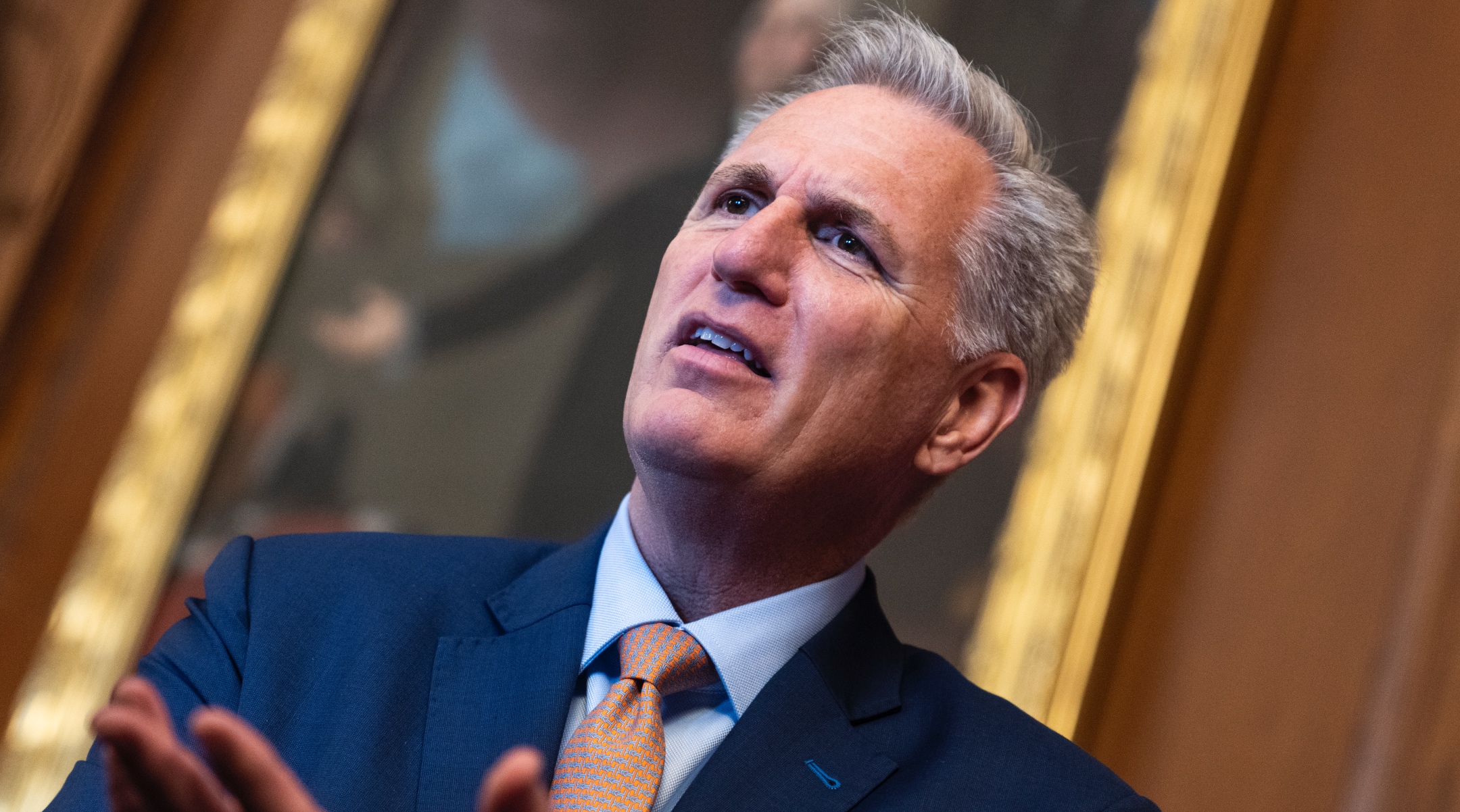 Speaker of the House Kevin McCarthy is seen in the U.S. Capitol, April 20, 2023. (Tom Williams/CQ Roll Call/Getty Images)
