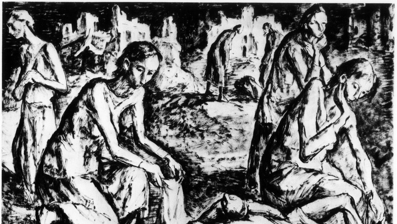 A work from Maurice Mendjizky's <i>Homage to the Martyr Fighters of the Warsaw Ghetto</i>.