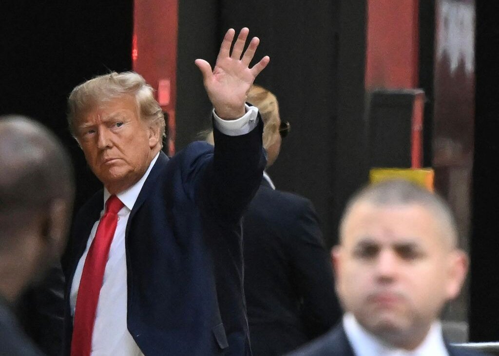 Former President Donald Trump arriving Monday evening at Trump Tower in New York. (Getty)