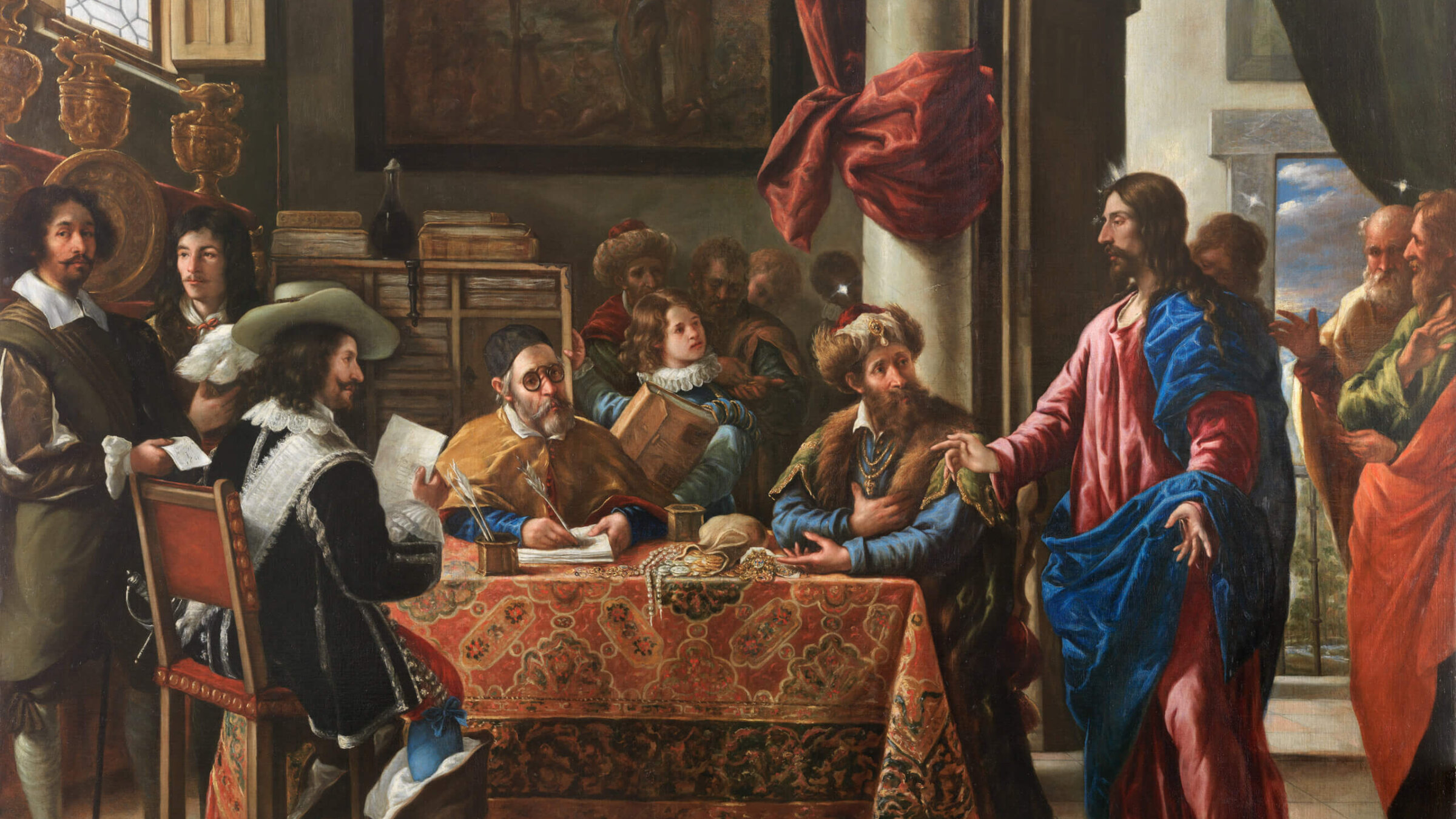 Juan de Pareja painted himself as the leftmost witness in his "The Calling of St. Matthew" (1661). 