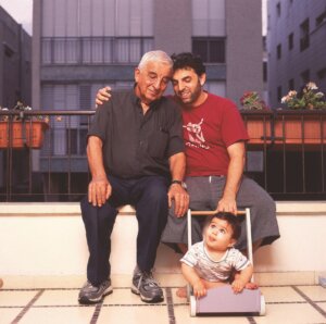 Etgar Keret with his father and son