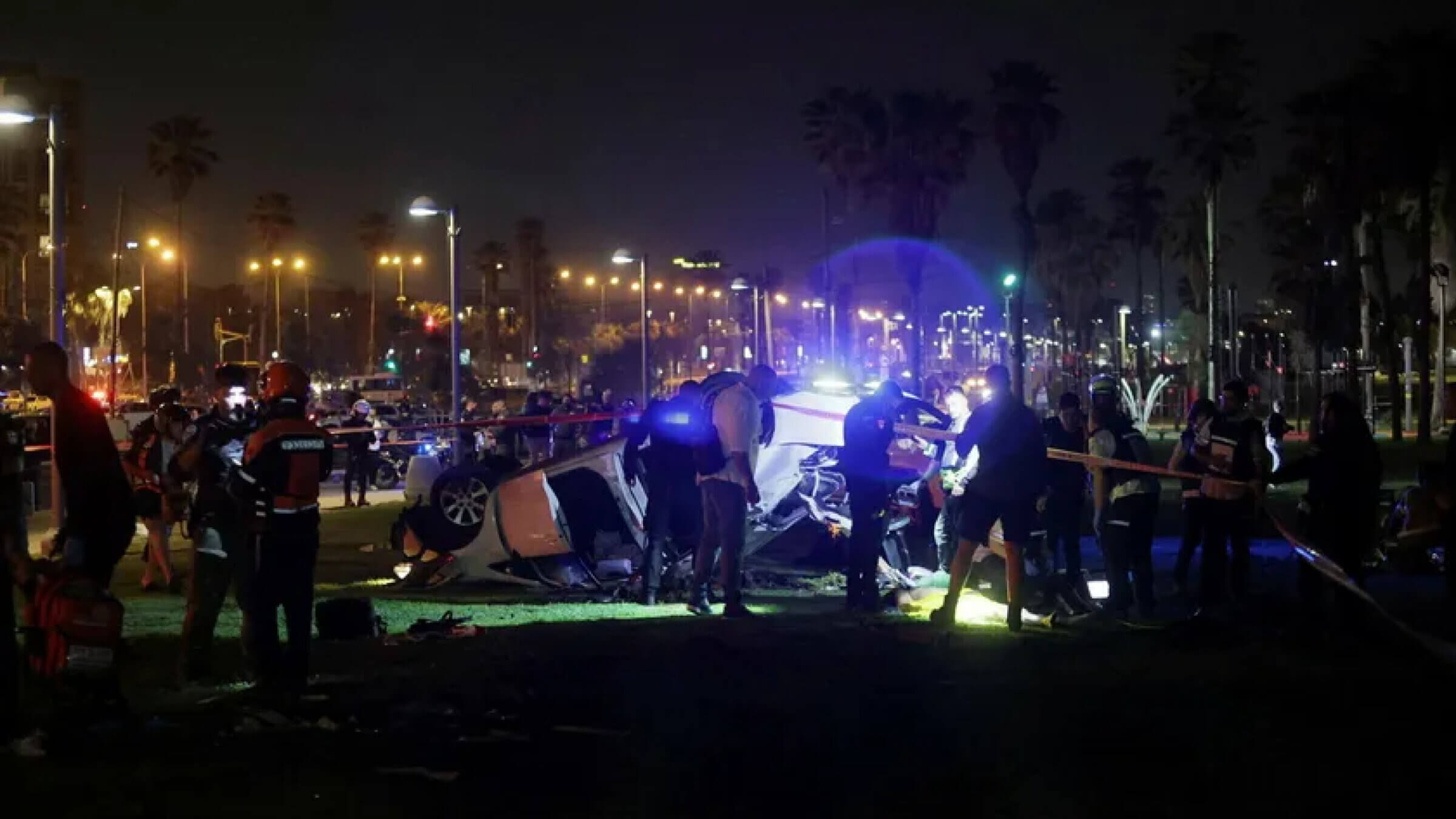 The scene of the attack at Tel Aviv's beach promenade on Friday.