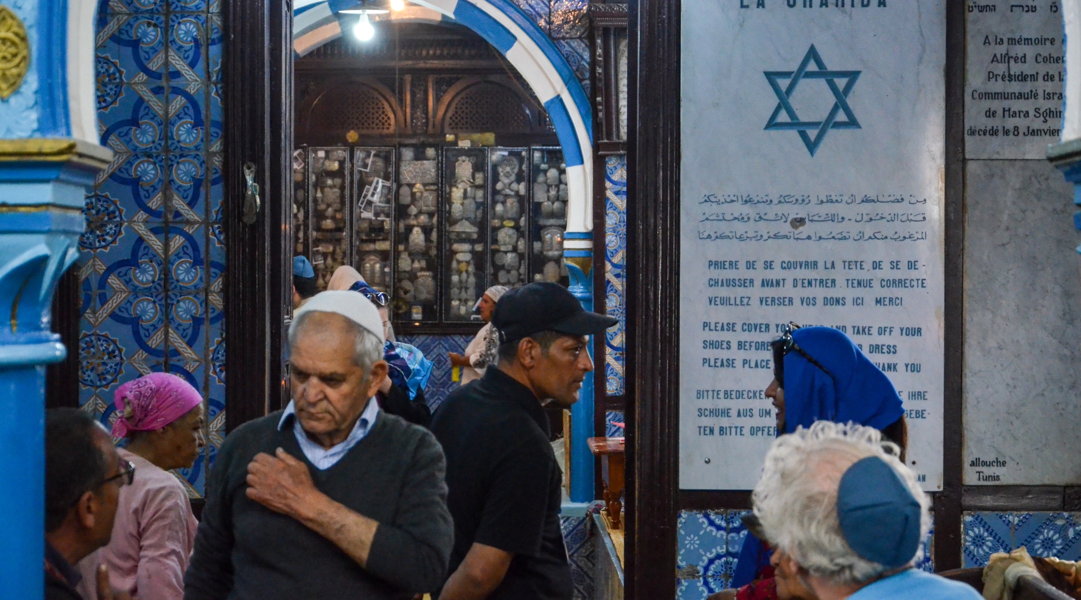Jewish pilgrims at the Ghriba synagogue in Tunisia’s southern resort island of Djerba, May 08, 2023. (Hasan Mrad/DeFodi Images via Getty Images)