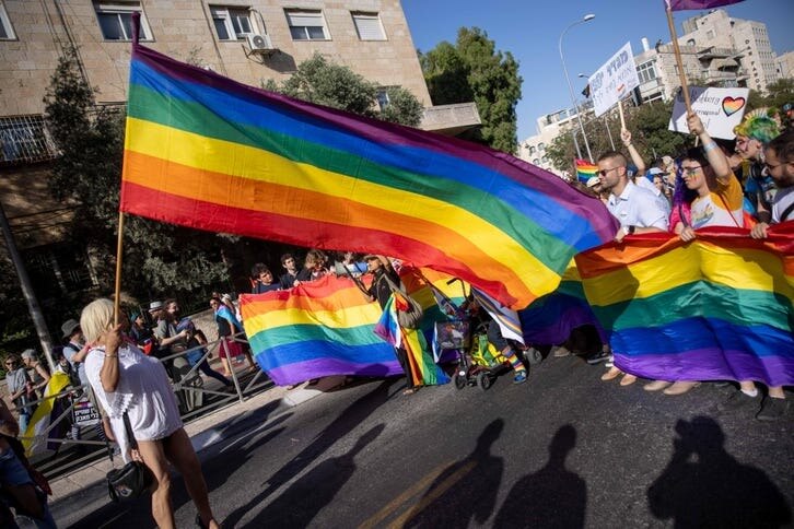 People taking part in the 2022 Pride parade in Jerusalem.