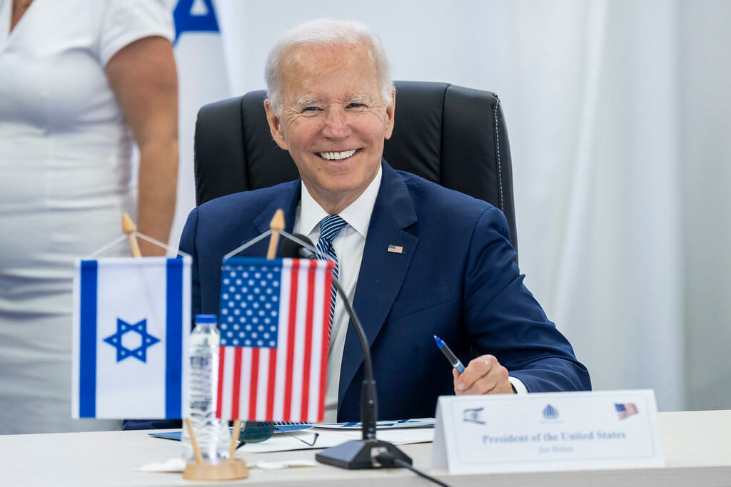 President Joe Biden at Ben Gurion Airport on July 13, 2022. 
