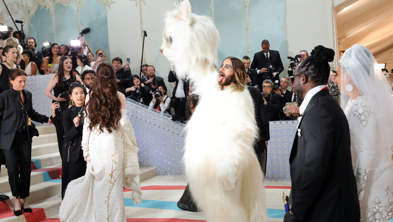 Jared Leto, dressed as Karl Lagerfeld's cat Choupette, before the cockroach made its entrance.