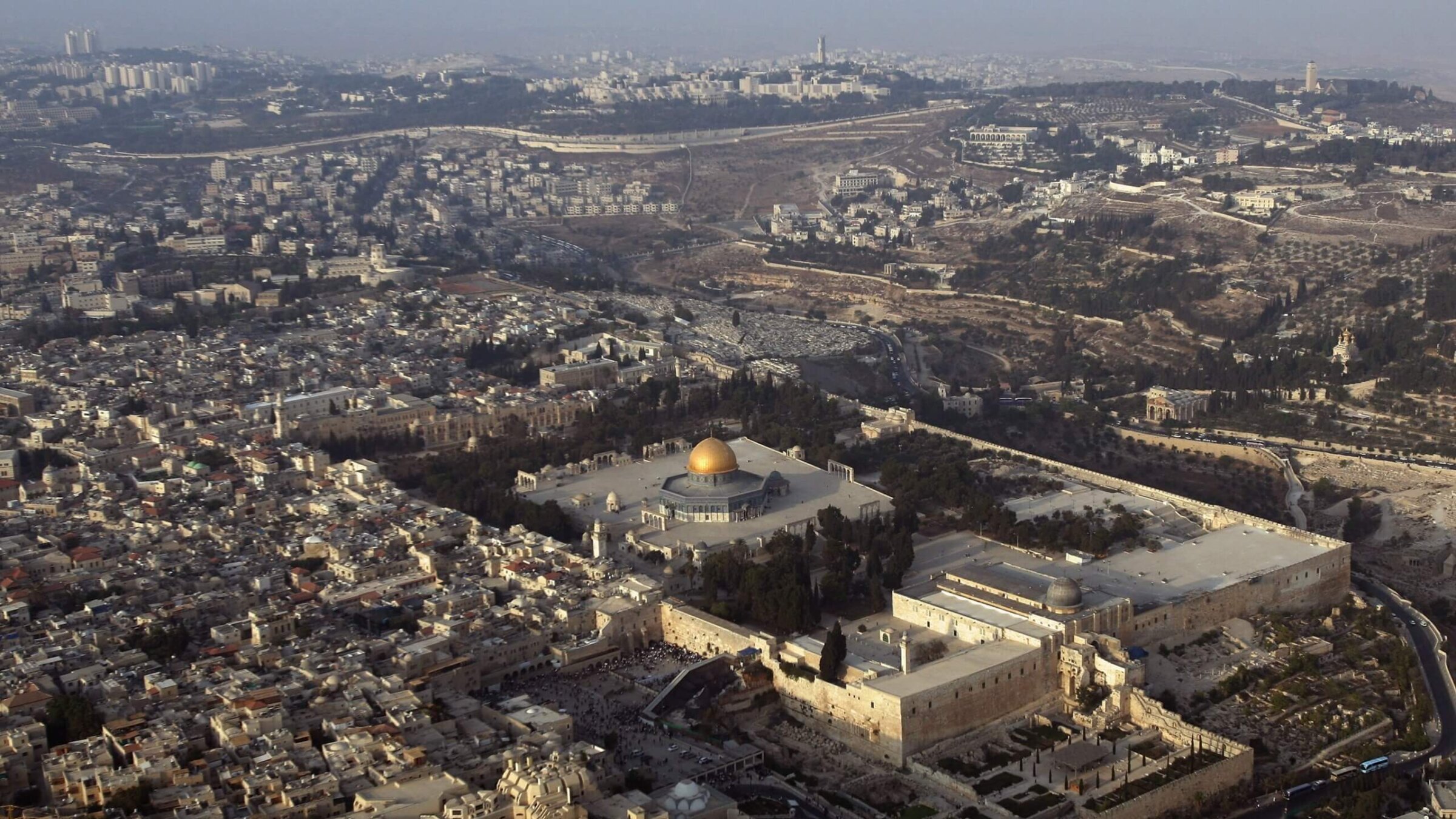 Aerial view of the Old City of Jerusalem, Oct. 2, 2007.