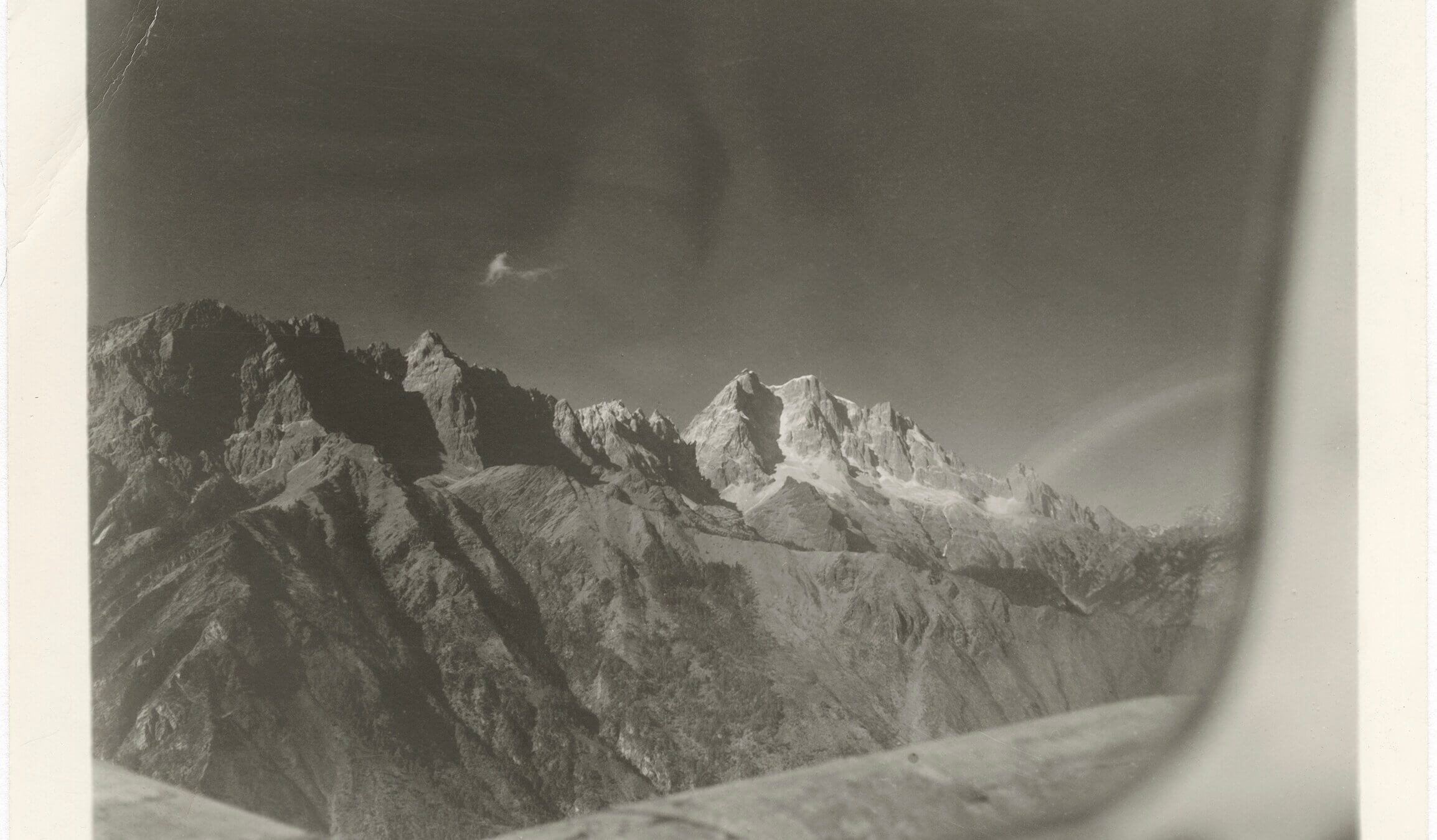 The view from a C-47 transport plane flying over the Himalayas,
