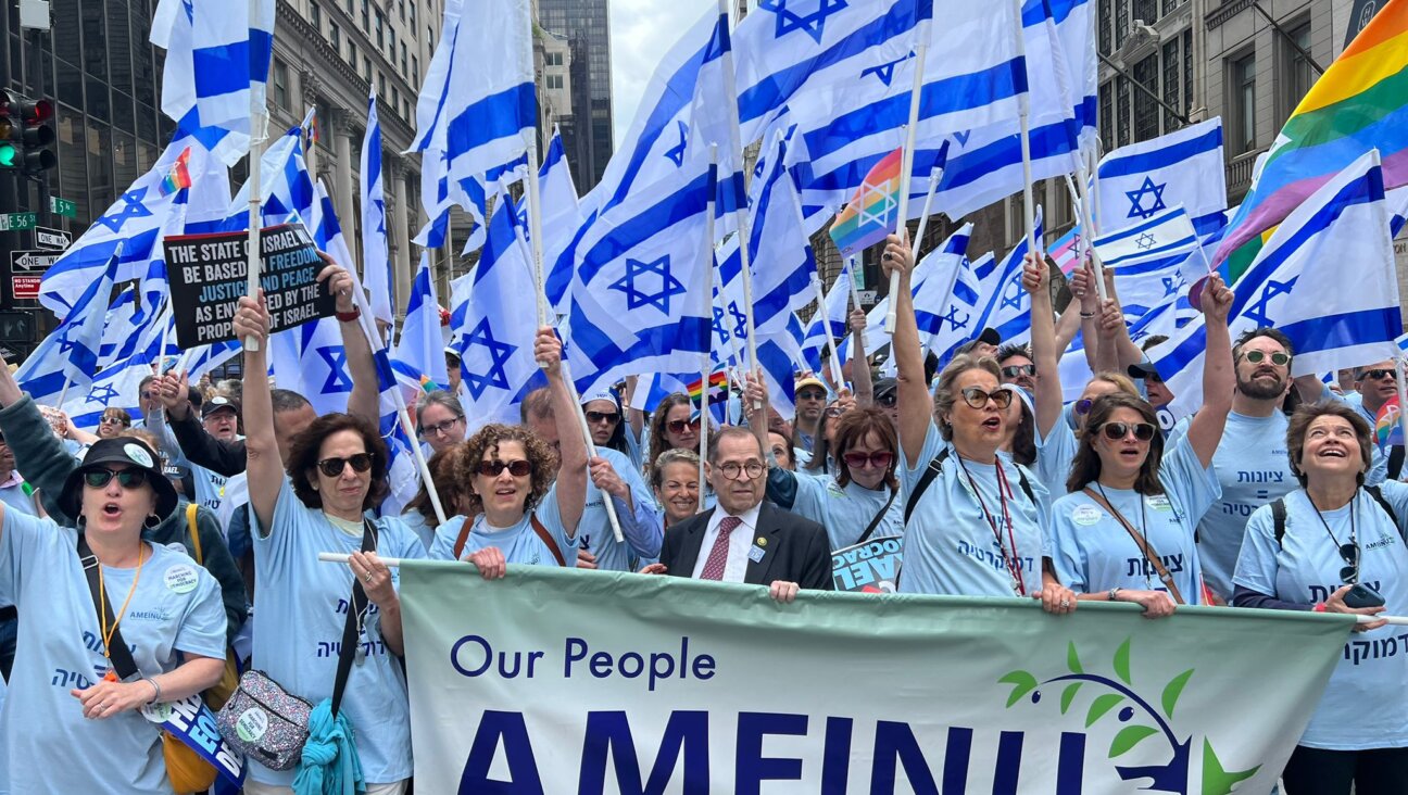 Some 40,000 people marched in this year’s Celebrate Israel parade, marking Israel’s 75th birthday, including pro-democracy activists from Ameinu, the former Labor Zionist Alliance, who were joined by Rep. Jerry Nadler. (Steve Talmud)