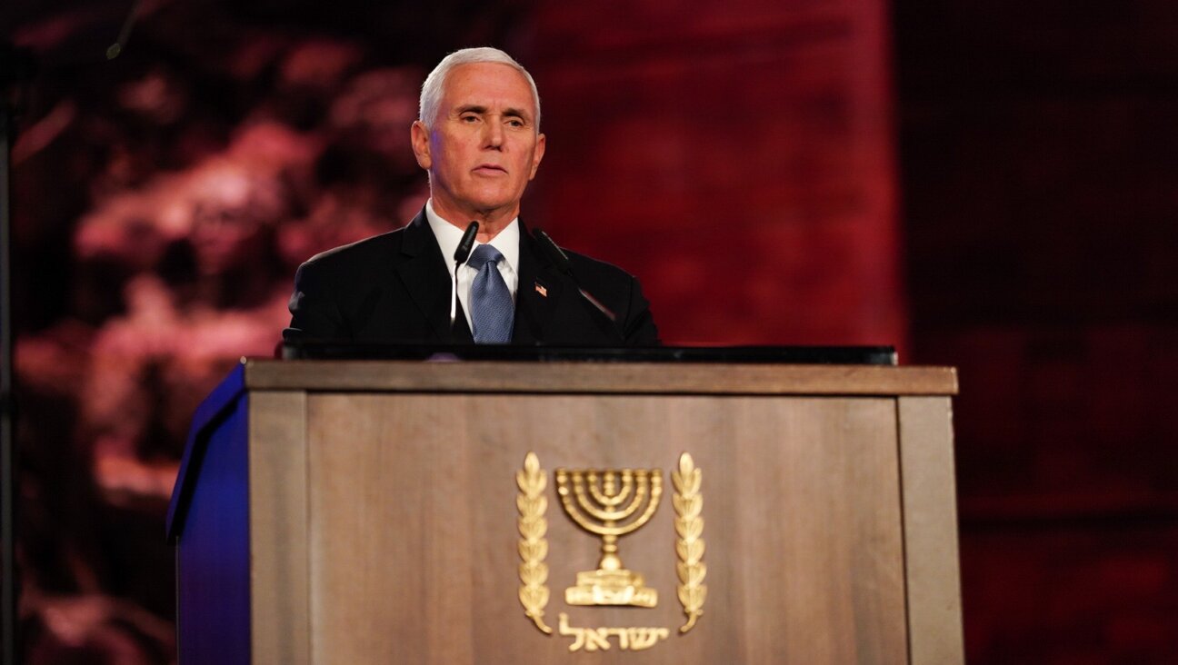 Vice President Mike Pence makes remarks at the Fifth World Holocaust Forum for the 75th Anniversary of the Liberation of Auschwitz-Birkenau at the Yad Vashem in Jerusalem, Thursday, Jan. 23, 2020. (HUM Images/Universal Images Group via Getty Images)