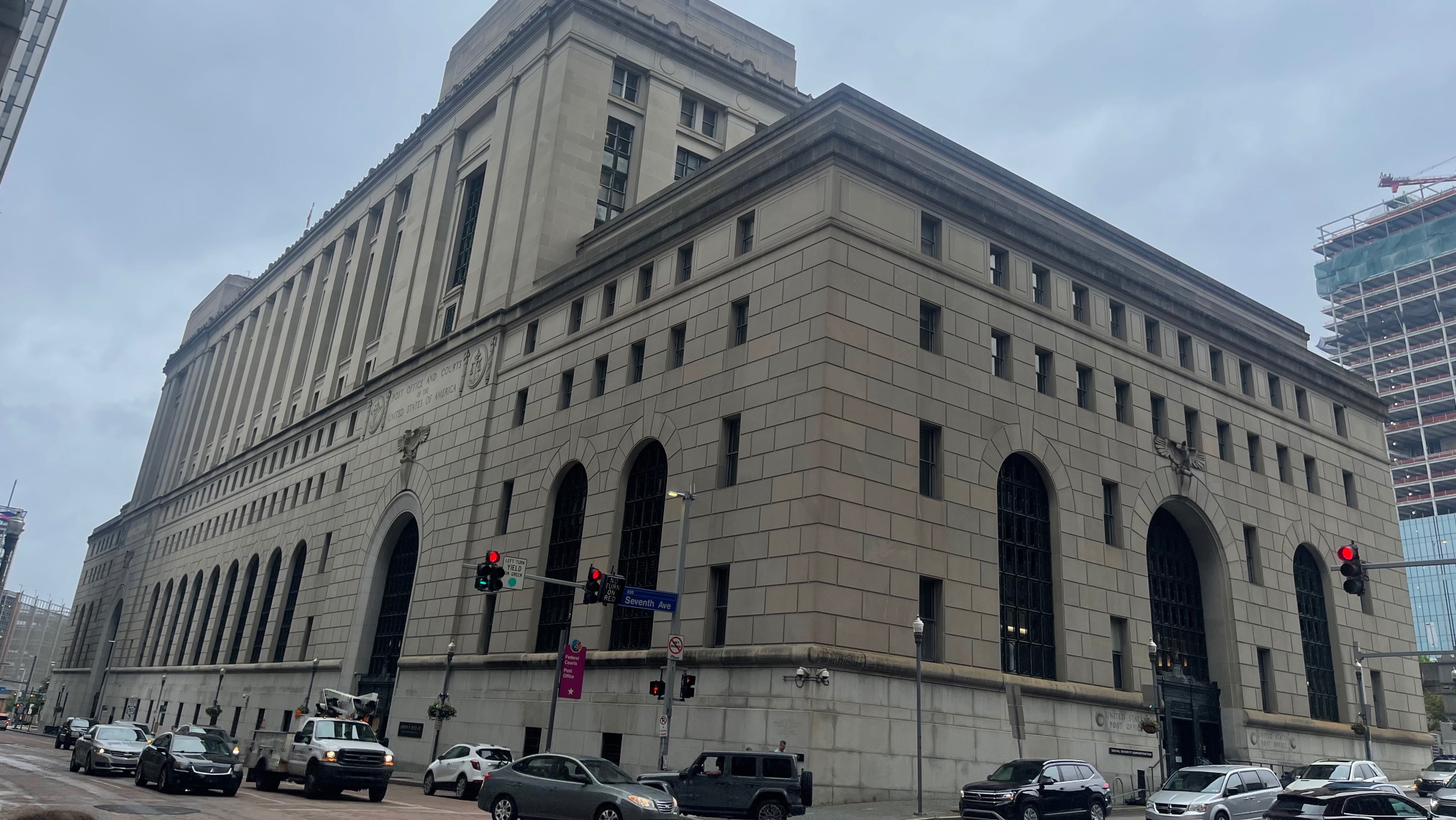 The Joseph Weis federal courthouse in Pittsburgh, June 27, 2023. (Ron Kampeas)