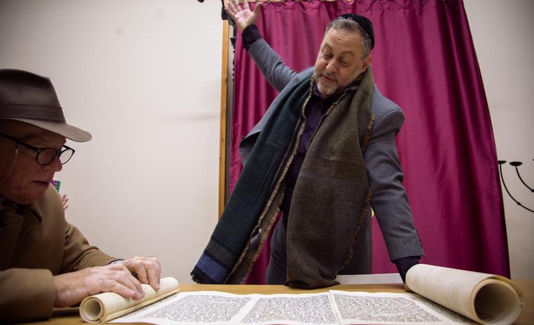 Rabbi Gilberto Ventura leads the Jewish community of Catania in a recent service.