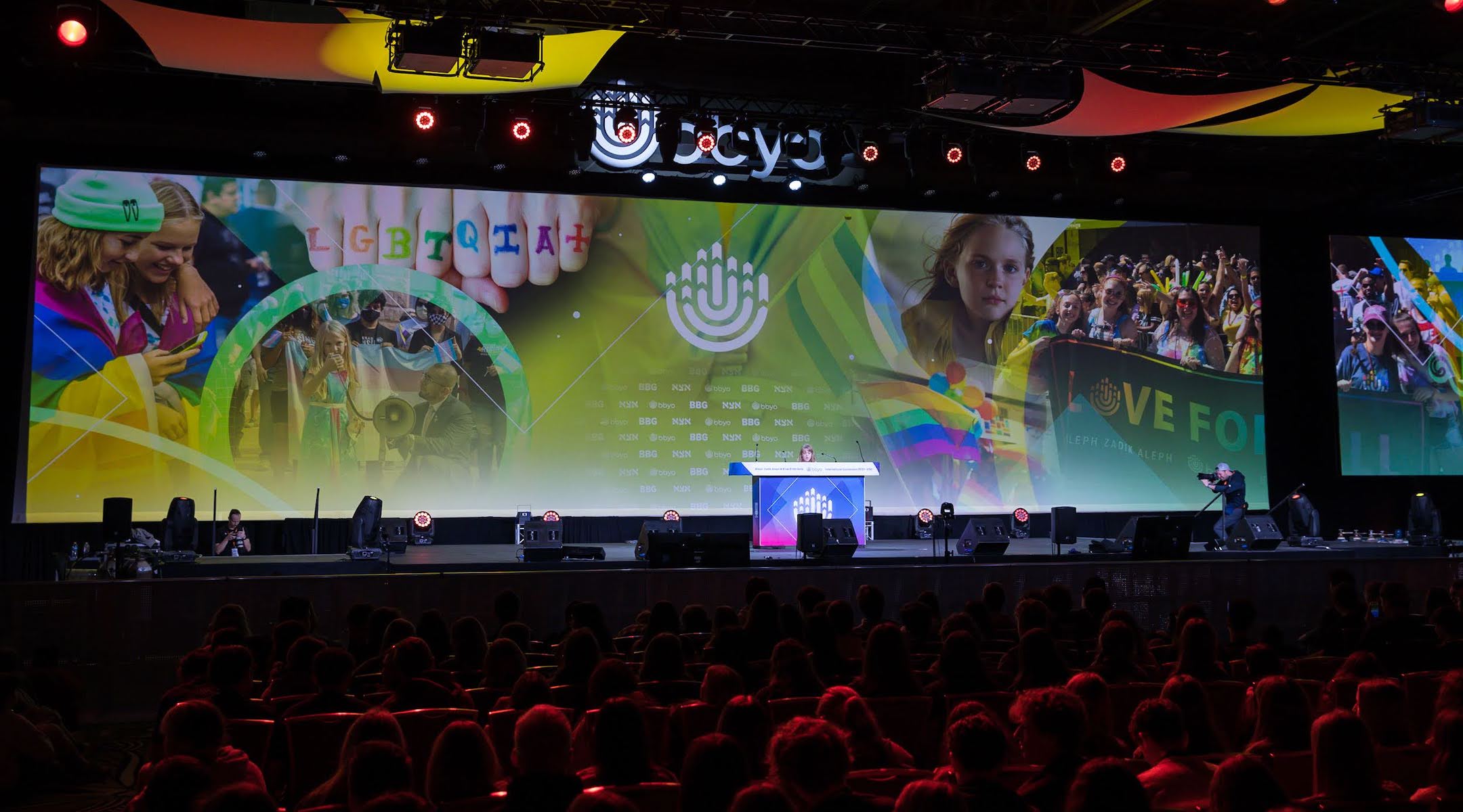Kai Shappley, actress and trans rights activist, speaks to Jewish youth at the BBYO International Convention in Dallas, Texas, Feb. 17, 2023. (Jason Dixson Photography)