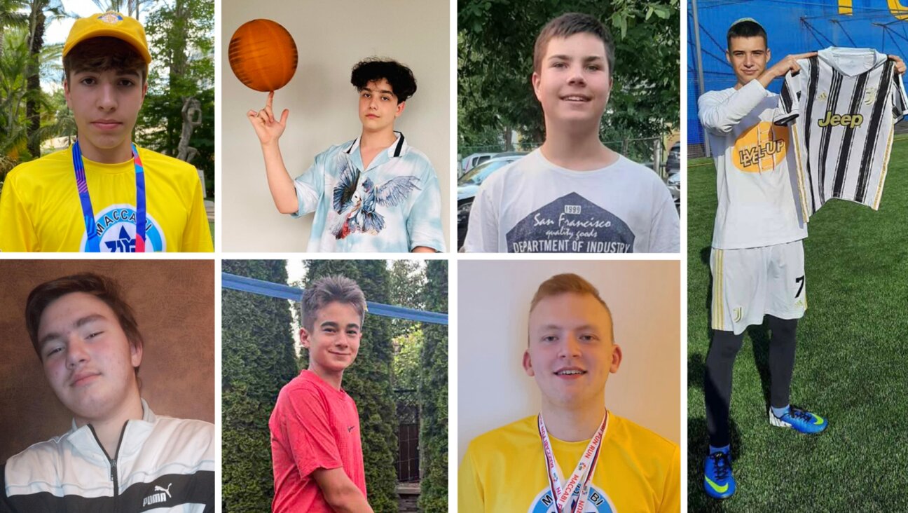 Clockwise from top left: Leonid Bereslavich, Mark Sagan, Alexey Kulik, Nikita Novitsky, Ilya Miroshnichenko, Veniamin Rudman and Artur Dotsenko (Courtesy of Makkabi Ukraine)