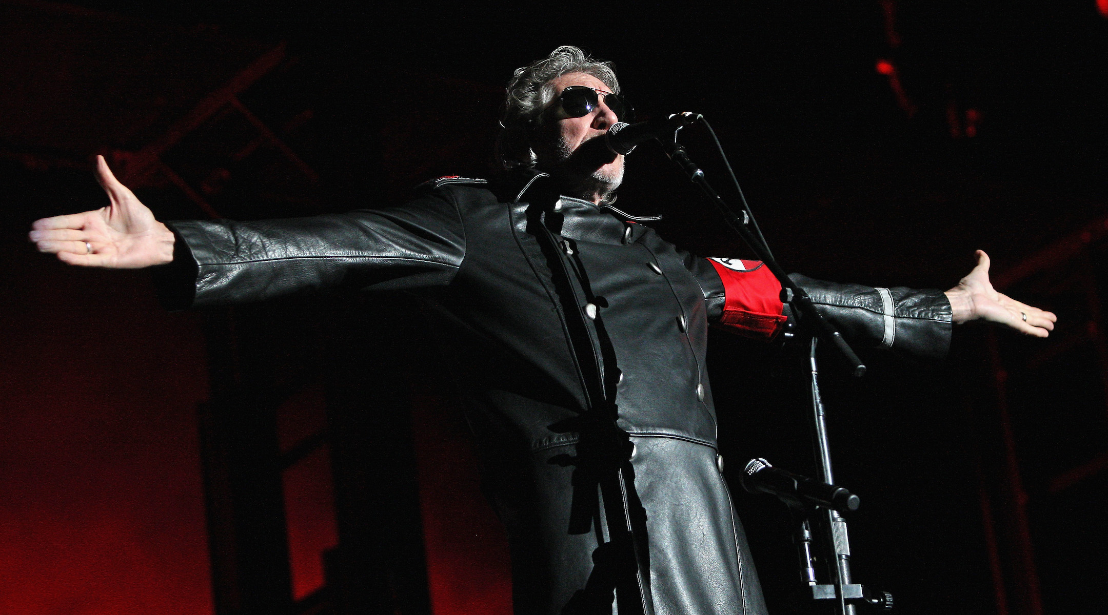 Roger Waters seen performing in Berlin in 2013. His onstage costume resembling a Nazi officer has come under scrutiny. (Adam Berry/Getty Images)