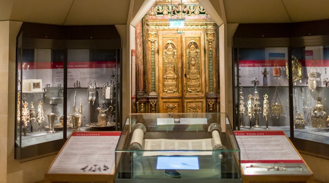 The Judaica room at the London Jewish Museum shows some of the museum’s 40,000 or so Jewish objects. (Benedict Johnson Photography)