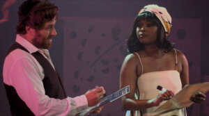 Josh Young as Shlomo Carlebach and Nya Trysha as Nina Simone in a filmed version of “Soul Doctor.” (Yakir Bezalel)
