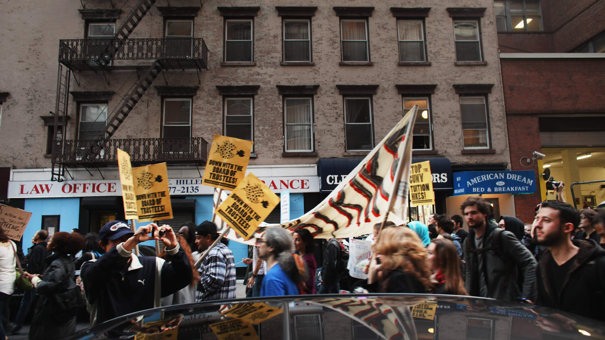 Campus controversies over Israel, including the one sparked by Fatima Mohammed's commencement address this May, are hardly unique to the City University of New York. But they often play out with a special intensity at the institution, which has long drawn politically-minded students and faculty, like those seen above demonstrating against tuition increases in 2011.