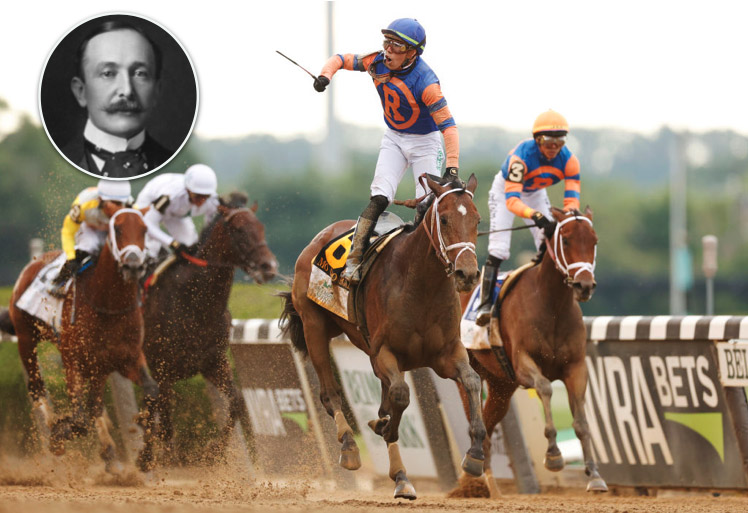 August Belmont, inset, was the namesake for the Belmont Stakes, whose 150th running is this Saturday. (Getty)