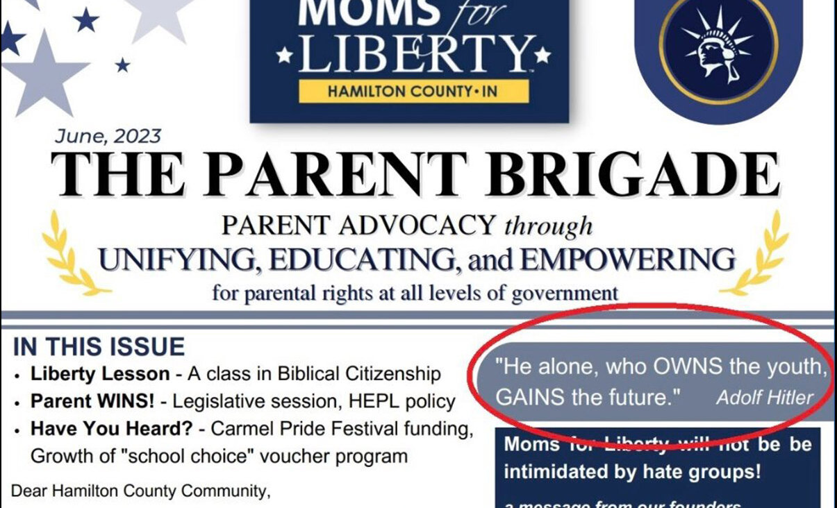 The first edition of the newsletter from an Indiana chapter of Moms for Liberty.