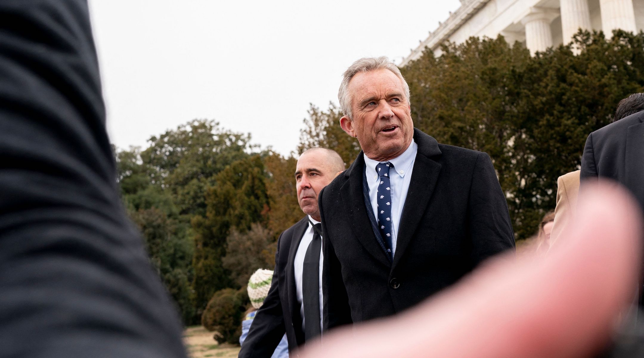 Robert F. Kennedy Jr. departs after speaking at the Lincoln Memorial to a rally against vaccine mandates in Washington, D.C., Jan. 23, 2022. (Stefani Reynolds/AFP via Getty Images)