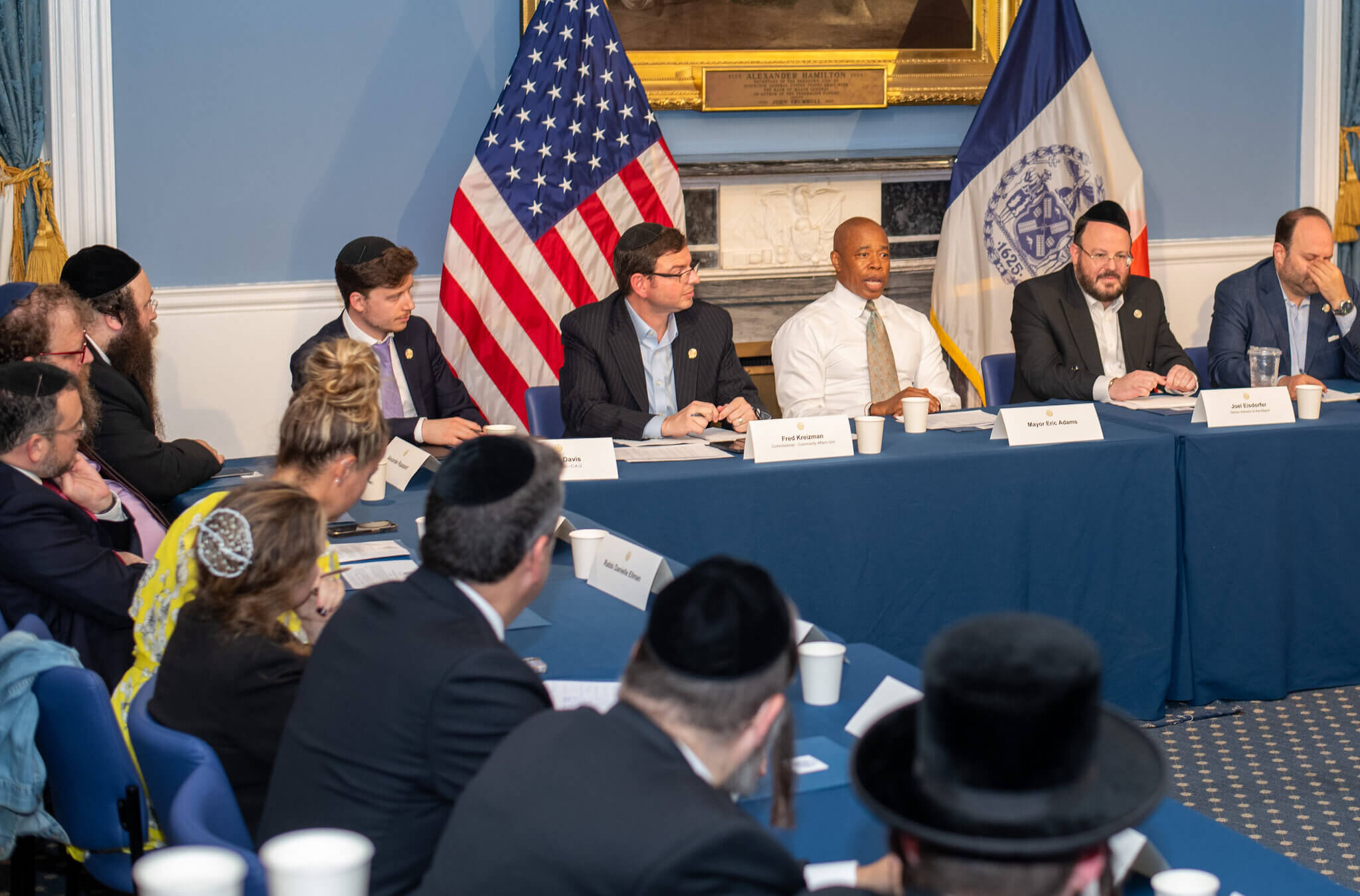 New York City Mayor Eric Adams at the inaugural meeting of his Jewish Advisory Council on June 26, 2023. 