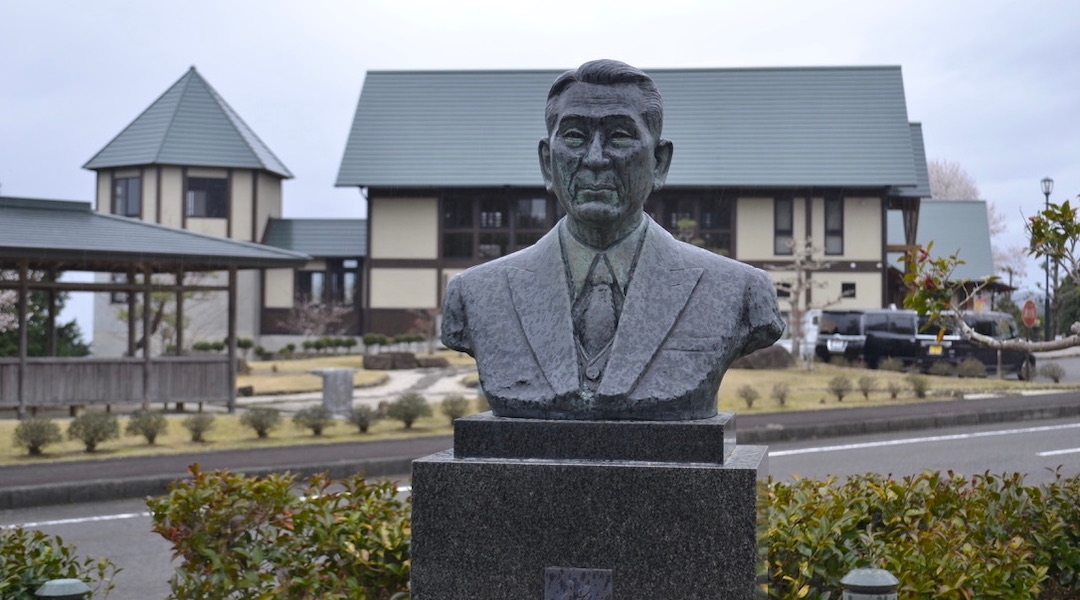 A bust of Chiune Sugihara is seen near the Sugihara Chiune Memorial Hall in Yaotsu, Japan, his purported hometown. (Jordyn Haime)