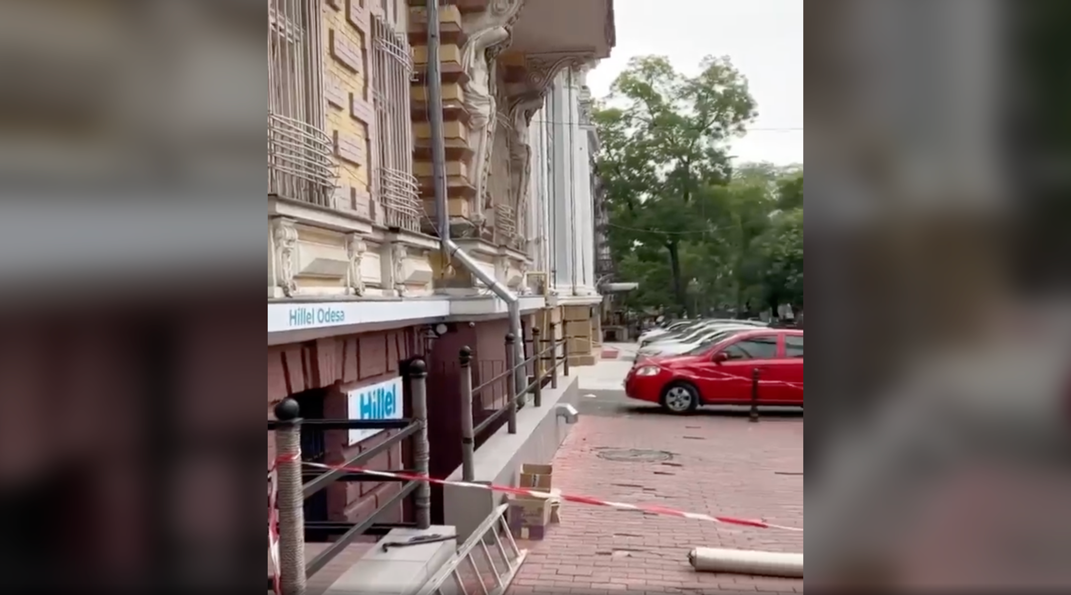 Hillel International shared footage of its center in Odessa, Ukraine, after it was damaged by Russian artillery, July 25, 2023. (Screenshot)