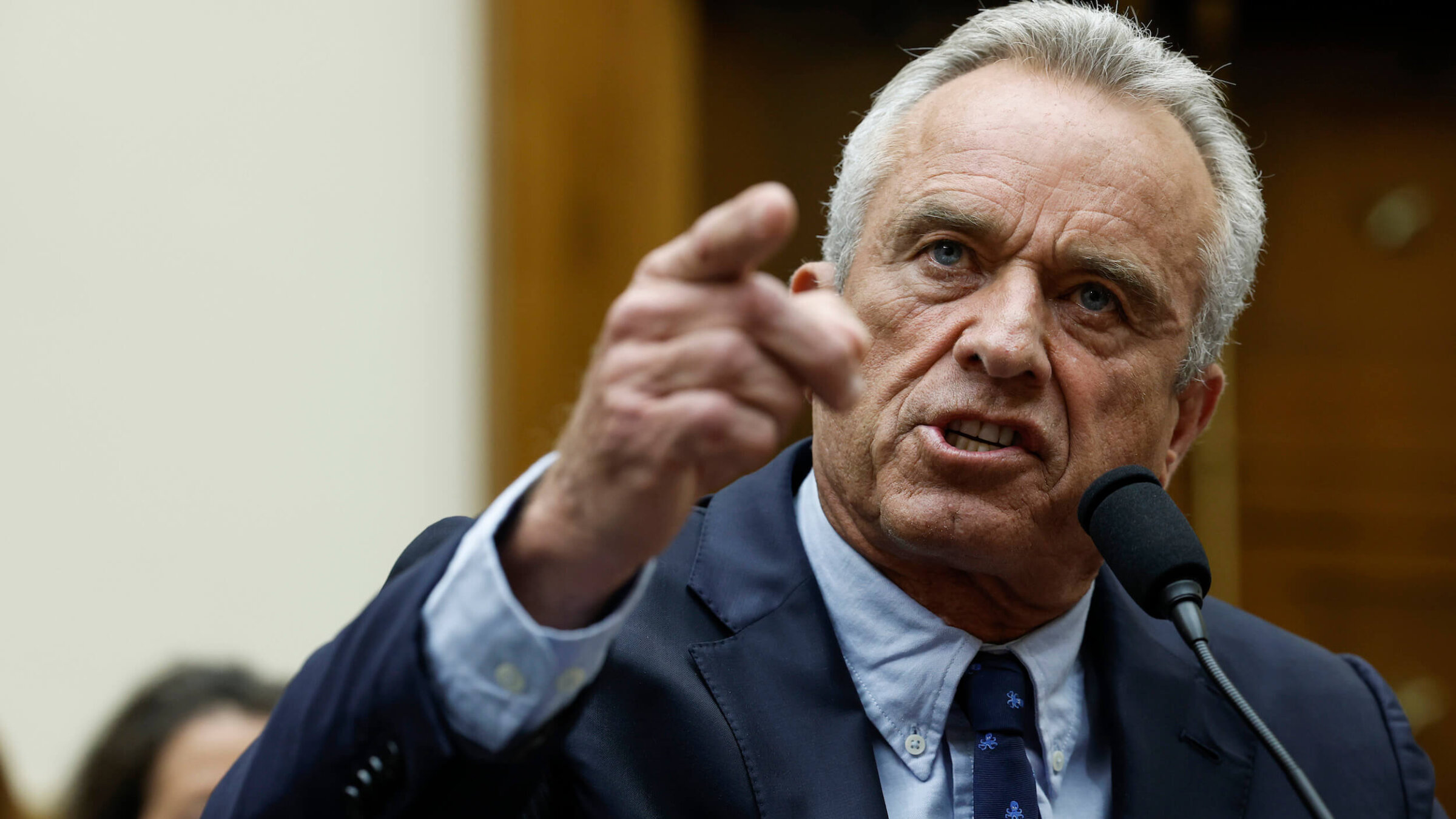 Democratic presidential candidate Robert F. Kennedy Jr. speaks during a hearing with the House Judiciary  Subcommittee on the Weaponization of the Federal Government on Capitol Hill on July 20, 2023.