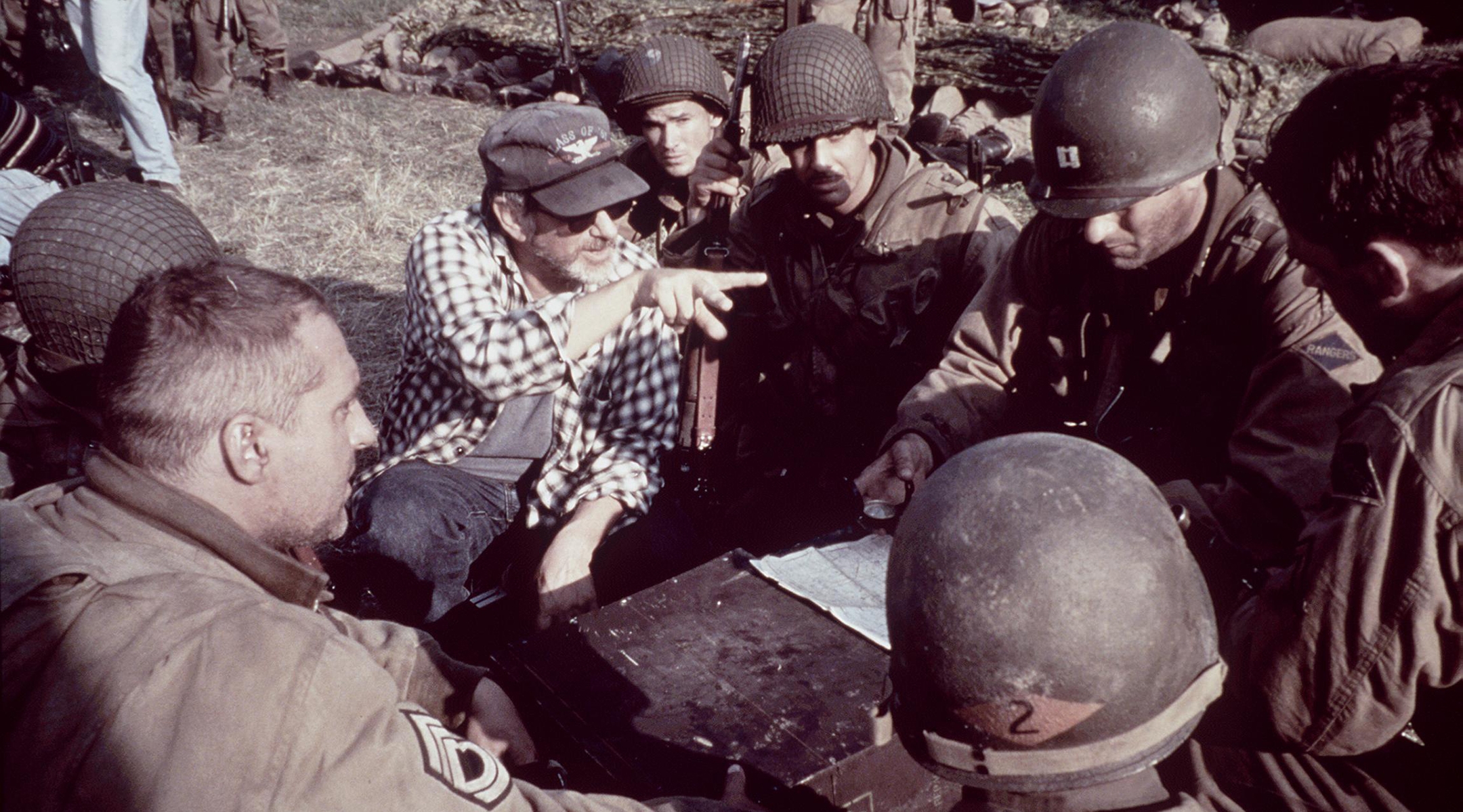 Steven Spielberg directs his cast on the set of “Saving Private Ryan,” Jun 5, 1998. (Getty Images)