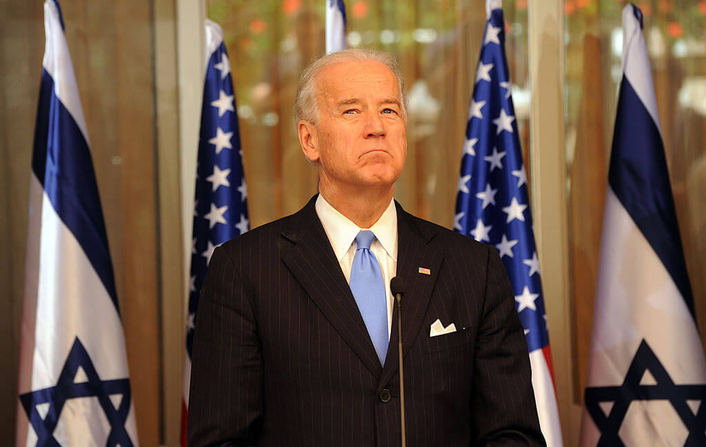 Then-Vice President Joe Biden listens to Israeli Prime Minister Benjamin Netanyahu on March 9, 2010.