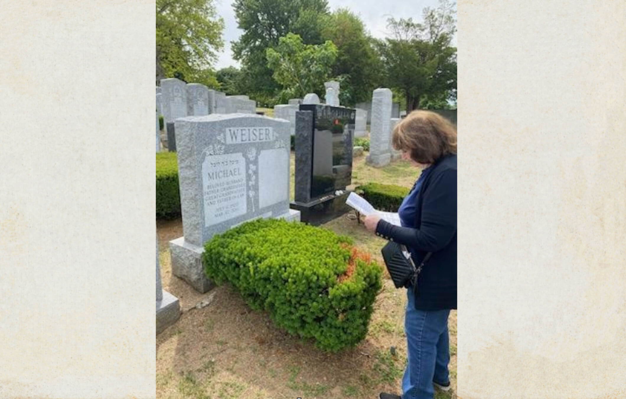 Irene Weiser, 96, in June 2023 visited her husband's grave at Mount Hebron cemetery in Queens, New York, for the first time in more than a decade.