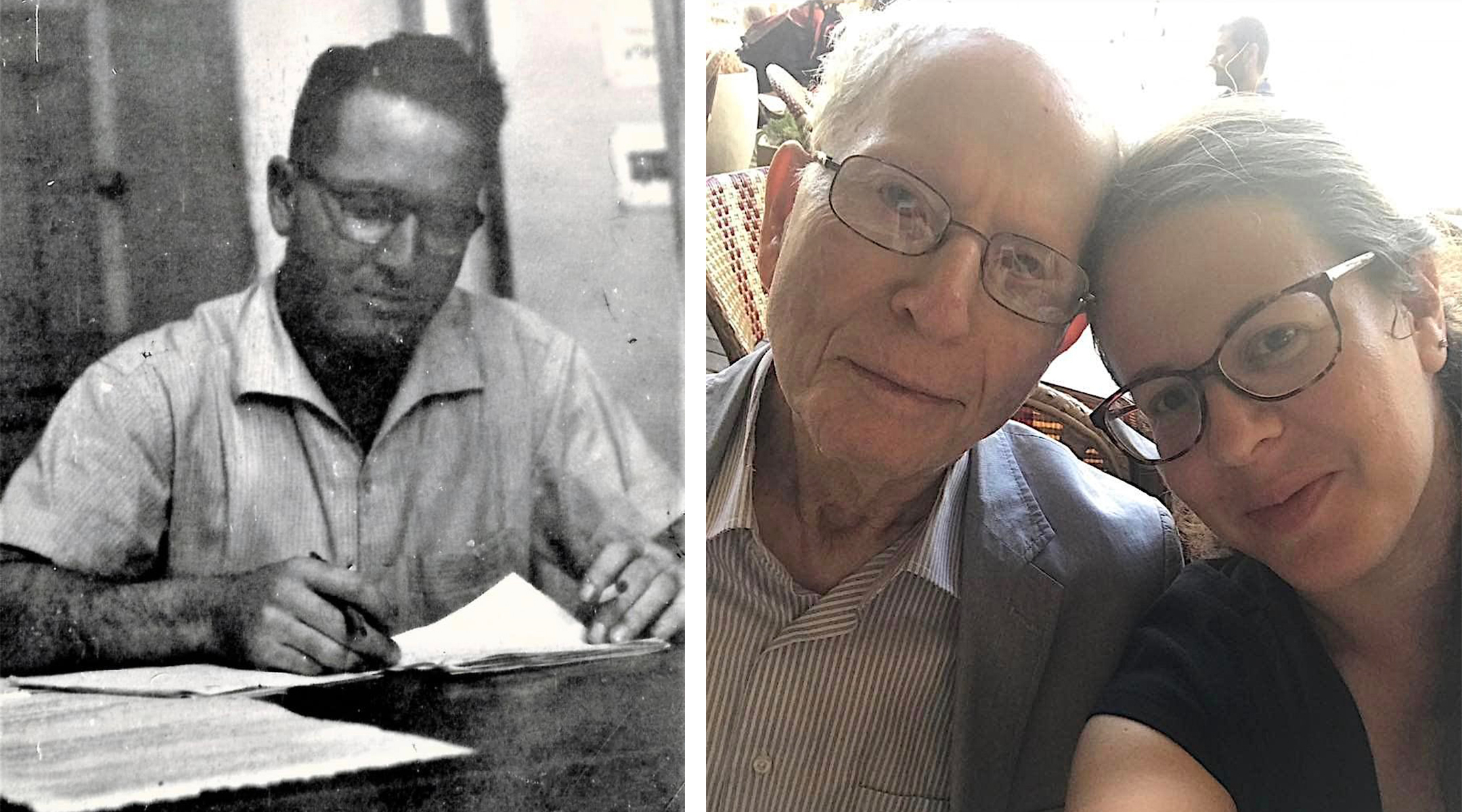 Aharon Ariel was a Jerusalem-born scholar and journalist who fought in Israel’s War of Independence; at right, Ariel with his granddaughter Yael Ariel-Goldschmidt. (Courtesy Yael Ariel-Goldschmidt)