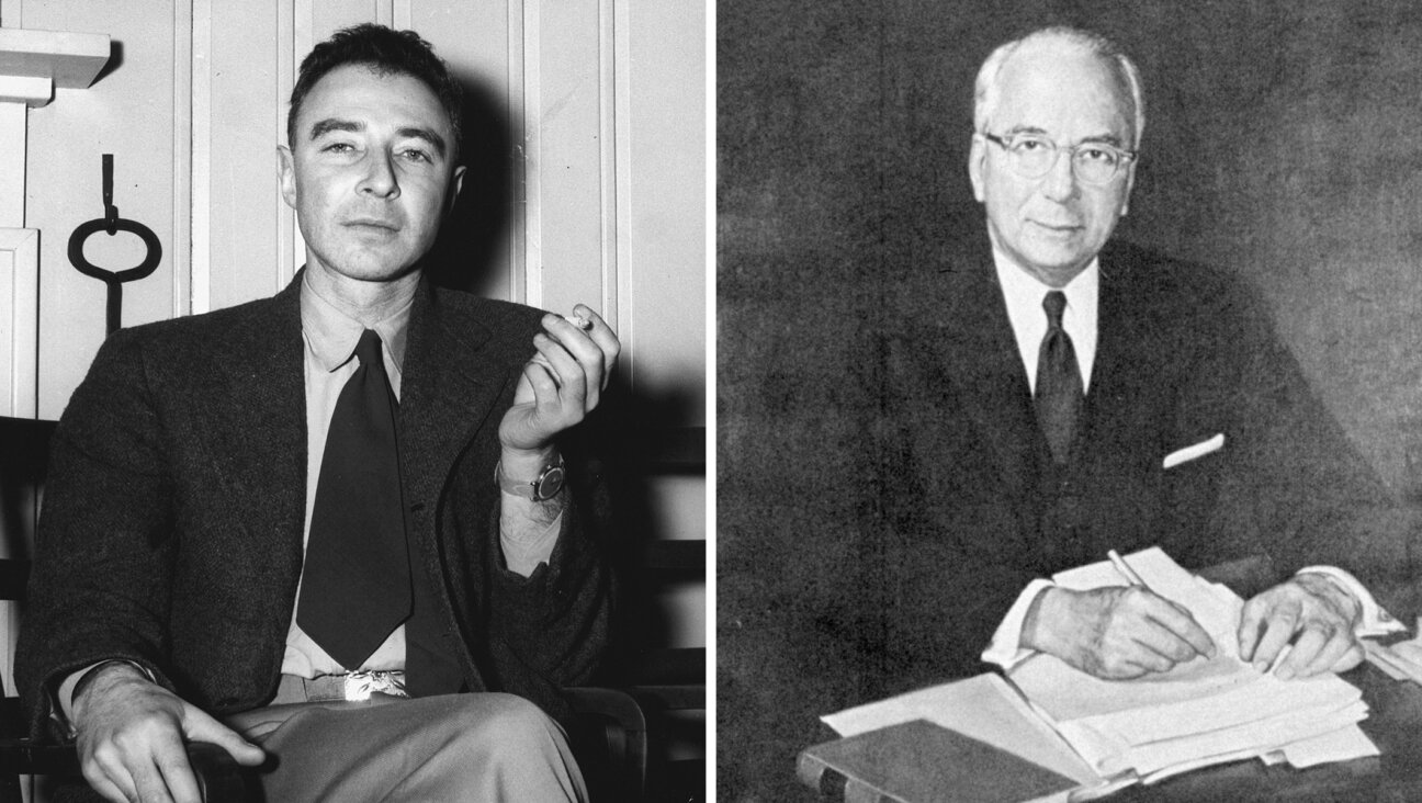 J. Robert Oppenheimer, left, at the Guest Lodge in Oak Ridge, Tennessee, 1946. (Ed Westcott/DOE Digital Archive Image); Lewis Strauss when he was Acting Secretary of Commerce, 1958-59. (National Oceanic and Atmospheric Administration/Department of Commerce)