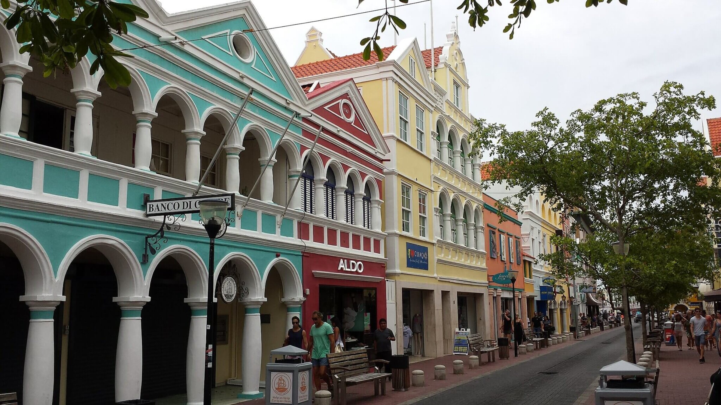 A street in the historic quarter of Willemstad, Caracao, that started as a hub for Dutch slave traders