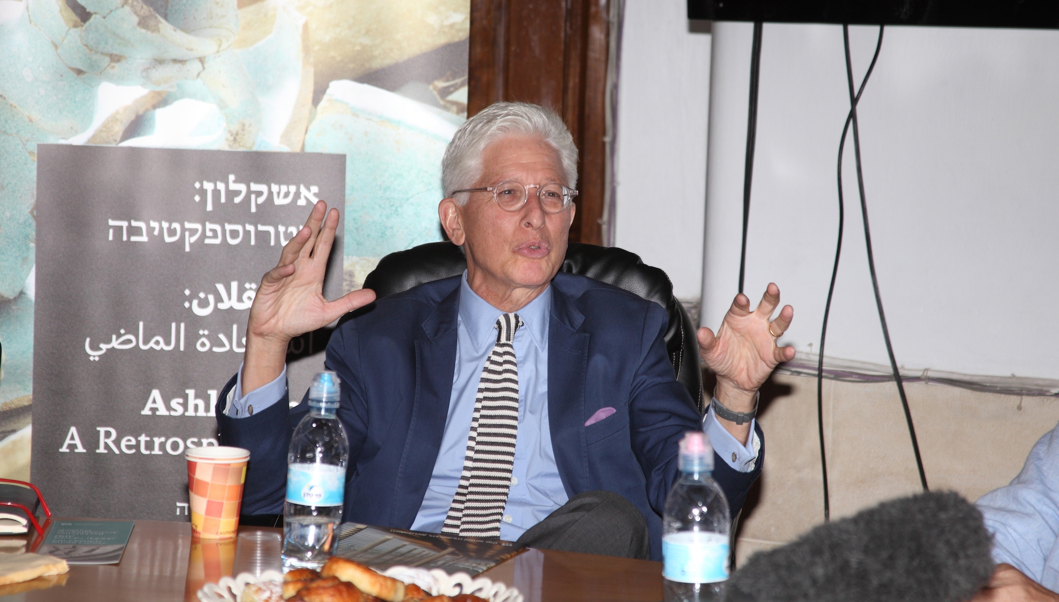 Then the director of the Israel Museum, James Snyder appears at the Rockefeller Museum during a press conference about thirty years of archaeological excavations in Ashkelon which culminated in the discovery of the first Philistine cemetery ever found in Jerusalem, Israel, July 10, 2016. (Dan Porges/Getty Images)
