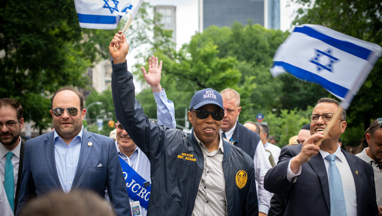 New York City Mayor Eric Adams marches in the Celebrate Israel parade on June 4, 2023. Adams will travel to Tel Aviv next week as protests against the judicial overhaul embroil the country.