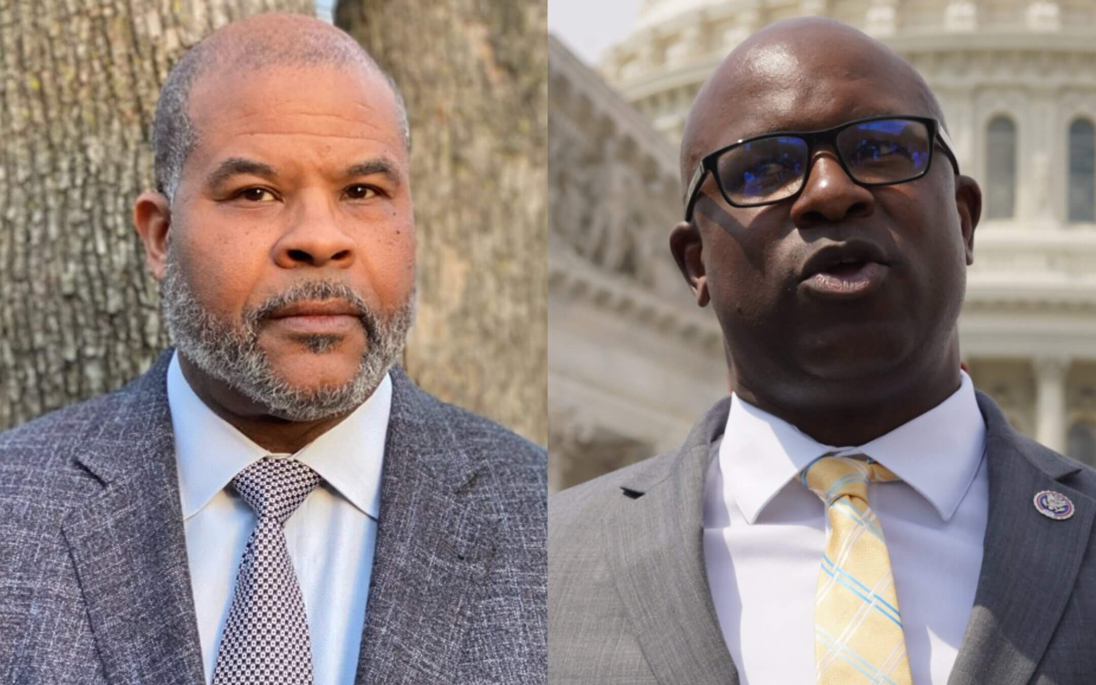 Pastor Michael Gerald, <i>left</i>, and Rep. Jamaal Bowman, <i>right</i>.